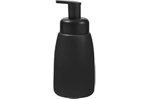 UUJOLY Foaming Hand Soap Dispenser Ceramic Jar Foam Dish Soap Dispenser for Bathroom and Kitchen Sink, Liquid Pump Bottle for Shampoo, Body Wash, Hand Soap, Black