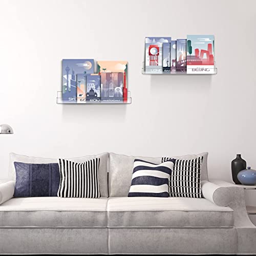 Jetec Acrylic Floating Display Shelves Clear Wall Bookshelf for Kids