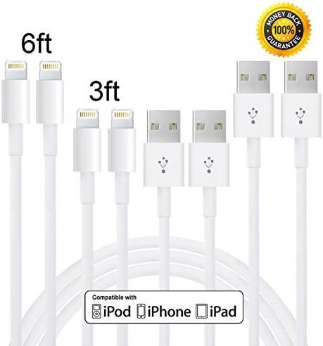 Wecharge(TM) 2pack 3FT 2pack 6FT Lightning to USB Sync and Charging Cable Cord for iPhone 6s plus/6s/6 plus/6/5s/5c/5/iPad Air(White)