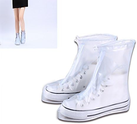 Reusable Women Men Waterproof Rain/Snow Shoes Cover Adjustable Zippered Over Shoes Slip-resistant Wear-resistant Thicken Sole Shoes Covers L