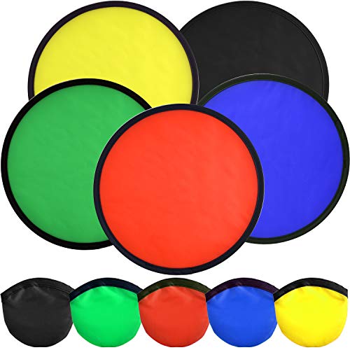 SAYAYA 30 Pieces Foldable Flying Disc/Fan with Storage Pouch for Summer Outdoor Activity, 5 Colors - Thumbnail 7