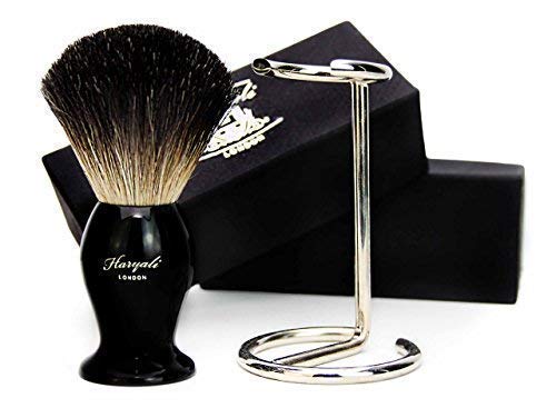 Black Badger Hair Shaving Brush for HIM with Brush Holder/Stand - Men Shaving Brush
