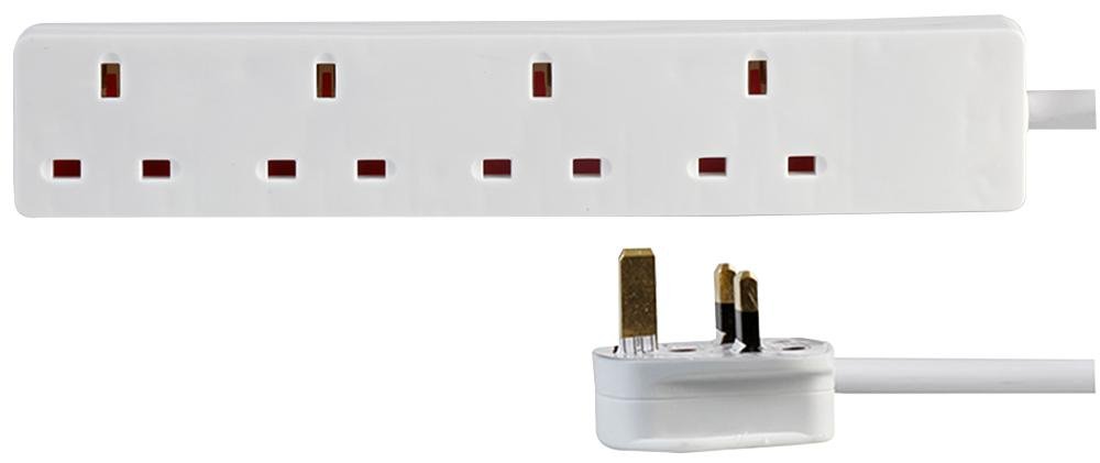 pro elec PL15287 4 gang 1m white extension lead - slim