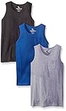 American Hawk Big Boys 3 Piece Pack Pocket Tank Top, Marled Royal/Charcoal/Heather Grey, 8