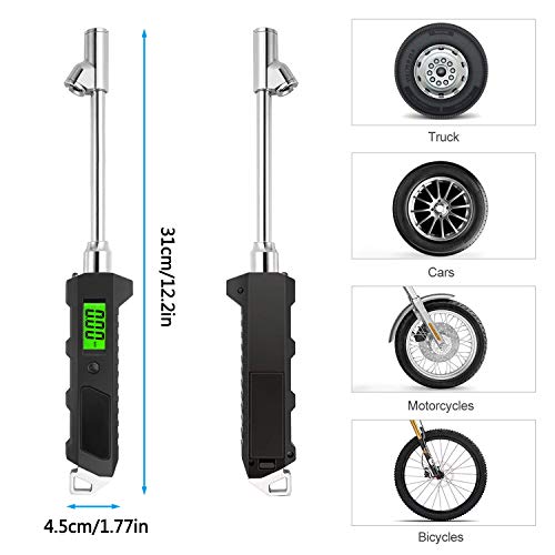 Fly5D Digital Tire Pressure Gauges (0-230 PSI) 4 Setting with Backlight LCD and Flashlight Dual Head RV Heavy Duty Monitoring System Made for Car Truck Motorcycle RV Bike - Thumbnail 2