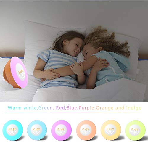 Sunrise Alarm Clock, Wake Up Light with 7 Colored Sunrise Simulation & Sleep Aid Feature, FM Radio, 6 Natural Sound and Snooze for Kids Adults Bedrooms (Brown-Wood) - Thumbnail 5