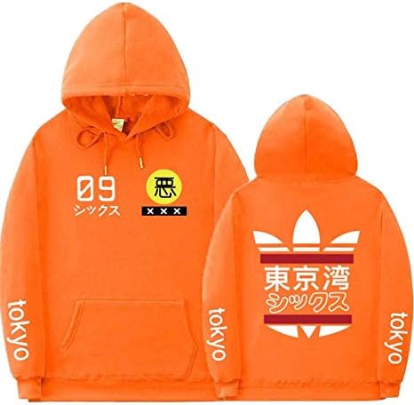 MZXRHBF Sweatshirt Fashion Japanese Streetwear Tokyo Bay Hoodie Sweatshirt M Orange MS235