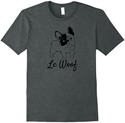 Mens Le Woof French Bulldog Shirt XL Dark Heather