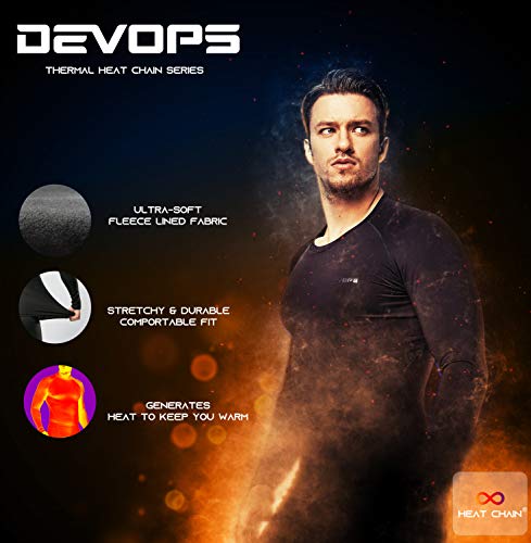 DEVOPS Men's Thermal Compression Pants, Athletic Leggings Base Layer Bottoms (2 Pack) (X-Large, Black/Red)