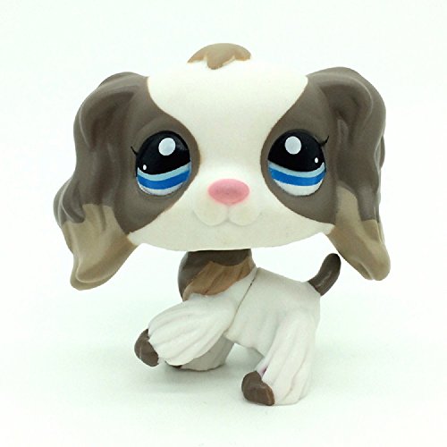 ZAD Rare Littlest Pet Shop #2254 White Grey Cocker Spaniel Dog Blue Eyes Animal LPS