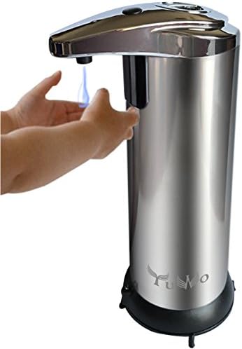 Automatic Touchless Soap Dispenser YUWO Touchless Stainless Steel Soap Dispenser With Sensor Fingerprint Resistant and Waterproof Base For Kitchen Bathroom( Silver )