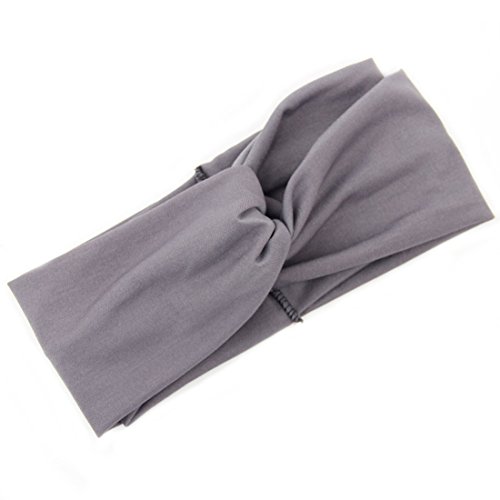 Flyusa Women Girls Turban Twist Headband Head Wrap Twisted Knotted Knot Soft Hair Band,Grey