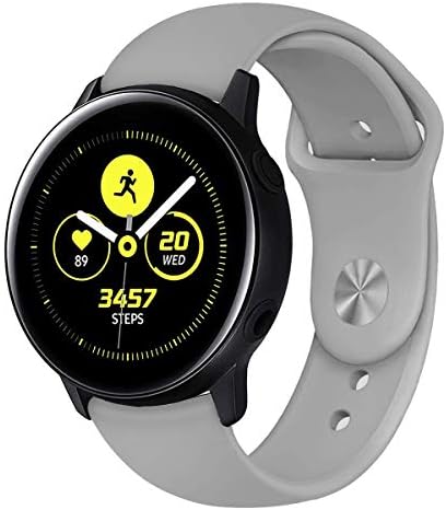 Band for Galaxy Watch Active Bands Garmin Vivoactive 3 Band,20mm Silicone Replacement Sport Strap Band Compatible for Samsung Galaxy Watch Active 40mm /Ticwatch 2 Smartwatch (Grey, Large)