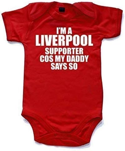 Naughtees Clothing - I'm a Liverpool Supporter cos My Daddy says so Printed Short Sleeved Babygrow Onesie in 4 Sizes