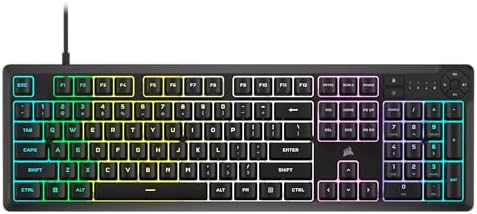 Corsair K55 CORE RGB Membrane Wired Gaming Keyboard – Quiet, Responsive Switches – Spill Resistance – Ten-Zone RGB – Media Keys – iCUE Compatible – QWERTY NA – PC, Mac – Black