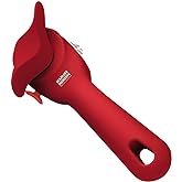 Kuhn Rikon Auto Safety LidLifter Can Opener with Ring-Pull Tool &ndash; Smooth-Edge Side-Cut Design for Safe, Touch-Free Lid Removal &ndash; Easy-Turn Handle, Swiss Engineered, Red