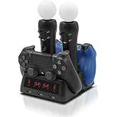Controller Charger Charging Station Fast Charging Adapter, Multi Functional Charging Station for/Move/VR Controller with LED Indicator