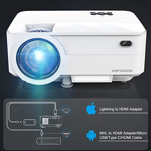 HOPVISION-Mini-Proyector-1080P-Full-HDProyector-Porttil-de-4500-Lmenes-con-Pantalla-Mx-de-180Proyector-LED-de-60000-HorasProyector-Cine-en-Casa-Compatible-con-HDMIAVUSBSDVGA