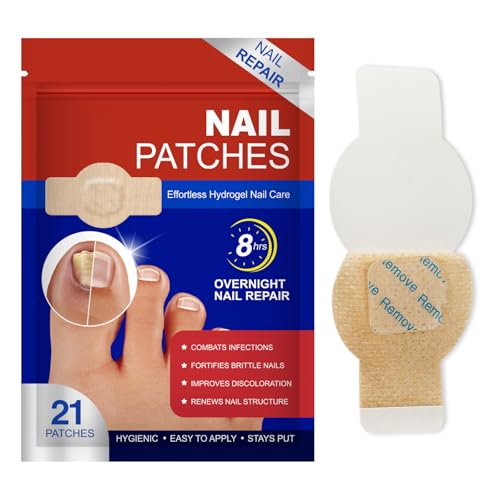 Toenail Repair Patches, Night Care for Thickened, Yellowed or Damaged Nails, Adhesive Nail Patch, Daily Use, 21 Patches