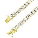 14k Gold Finish Lab Diamond Solitaire Tennis Link Iced Out Necklace 20