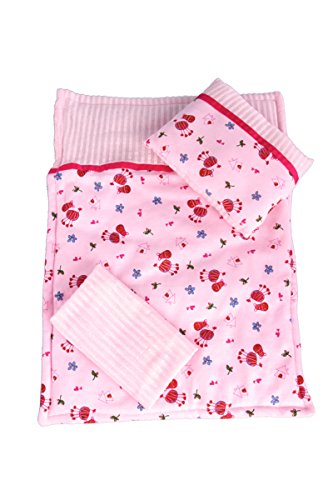 Perfect Bedding - 3 piece - Pink cozy bedding includes comforter, blanket and pillow - 18 inch Doll Bedding (Perfect Sleepover pajama outfit sold separately)