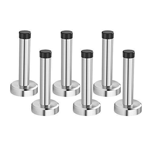 BASEIN Wall Door Stopper 6 Pack Rubber Door Bumpers Wall Amount Door Stop Brushed Finish Door Stopper Wall Protector with Hardware Screws 3.74inch