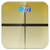 Body Digital Bathroom Scale, Woodsam (TM) Personal Glass Weight Scale for Health and Fitness with LCD Screen and a 360lb Maximum Capacity (Gold)