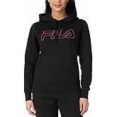 Fila Womens Midweight Fleece Pullover Logo Hoodie (US, Alpha, Small, Regular, Regular, Black)