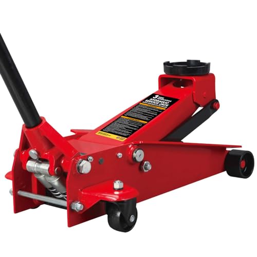 BIG RED ATZ830023R Torin Hydraulic Heavy Duty Steel Service/Floor Jack with Dual Piston Quick Lift Pump, 3 Ton (6,000 lb) Capacity, Red