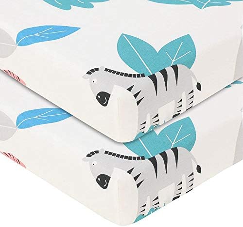 WooyMoo Crib Fitted Sheets,2Pack Super Soft Breathable Crib Cot Sheets Set, 100% Cotton Multi-Color Optional Baby Bedding for Most cot Mattress 70 x 130 x 22cm