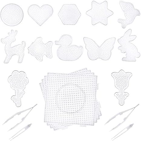 Amazon Kinbelle アイロンビーズプレート 16枚セット 4ピンセット 知育用 動物 植物 幾何図形 クラフト用品 手作り素材 ギフト クリスマス クリスマス雑貨 ホビー