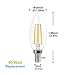 La Farah LED Filament Candelabra Bulb 6 Pack -4W LED Edison Candelabra Bulb -40 Watt Equivalent -2700K Warm White-E12 LED edison bulb chandelier-ETL listed