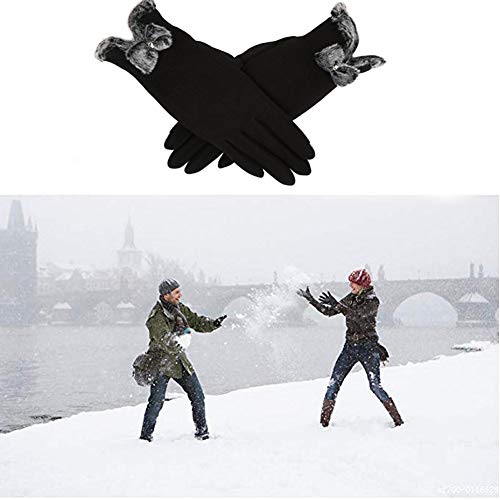 BingTong Winter Touch Screen Gloves Women's Winter Warm Thick Velvet Gloves 5 Finger Touch Screen Gloves Riding Outdoor Ski Gloves Touch Screen Glove