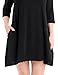 Grapent Women's Criss Cross Black 3/4 Sleeves Casual Shift Short Dress