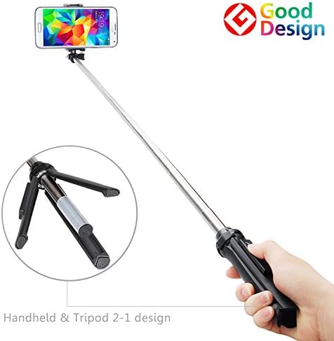 GEPRO X-Snap Handheld & Tripod 2-1 Self-portrait Monopod Extendable Selfie Stick with built-in Bluetooth Remote Shutter for iPhone 6, iPhone 5S, Samsung Galaxy S6 S5, Android, BLACK