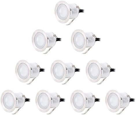 LED Deck Lights Kit, CroLED Stainless Steel Recessed Wood Decking Stairs Garden Yard Patio Decor Lamp Outdoor LED Lighting, IP67 Waterproof, Low Voltage, 10-Pack(White)