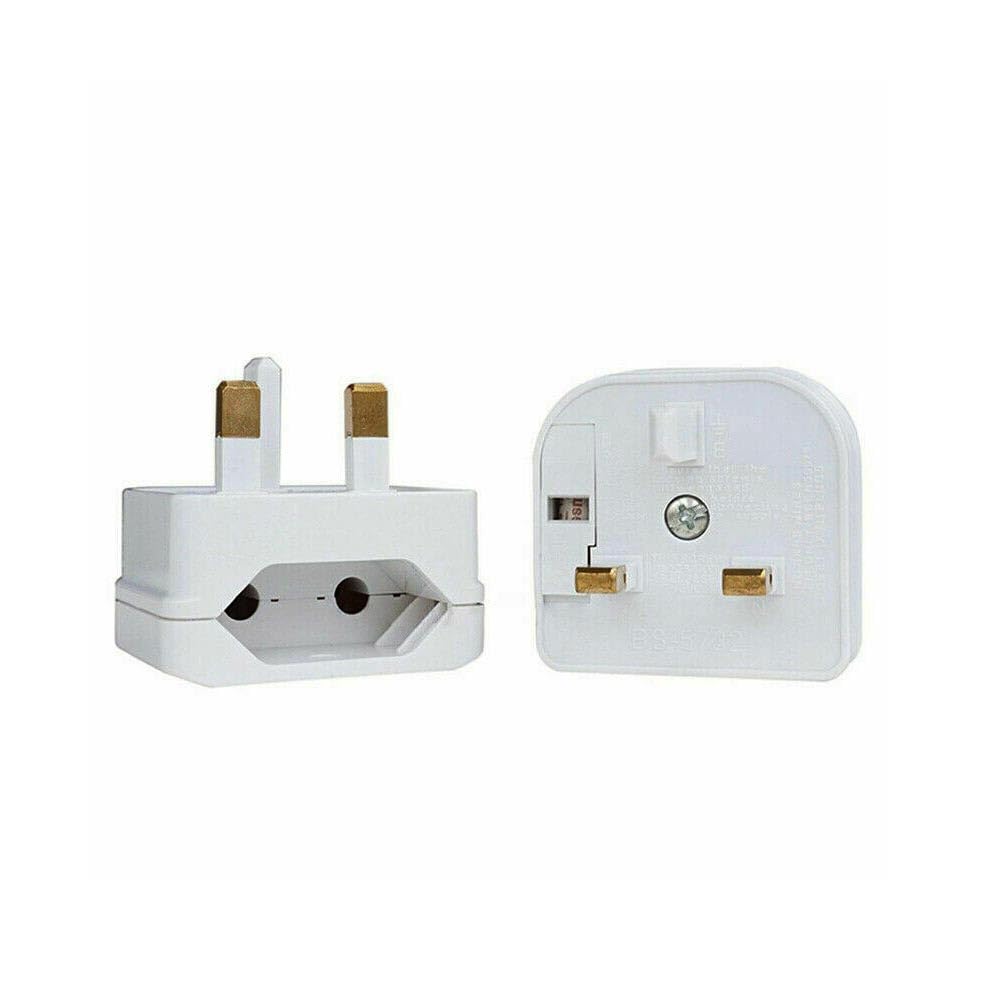 5A Fused Euro to UK Plug Converter 2 to 3 Pin Adapter - White