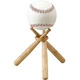 TIHOOD 1 Pack Baseball Stand Baseball Stand Holder Wooden Base Ball Stand Display Holder