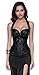 Charmian Women's Burlesque Vintage Renaissance Padded Faux Leather Halter Zipper Bustier Corset Top Black Large