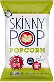 SkinnyPop Original Popcorn, 4.4oz Grocery Size Bags, Skinny Pop, Healthy Popcorn Snacks, Gluten Free