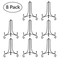 Howithme Iron Display Stand, Adjustable Plate Stands 4 Inch Dish Display Stand Easel Plate Photo Holder Stand Art Display Picture Frames, 8 Pack Black