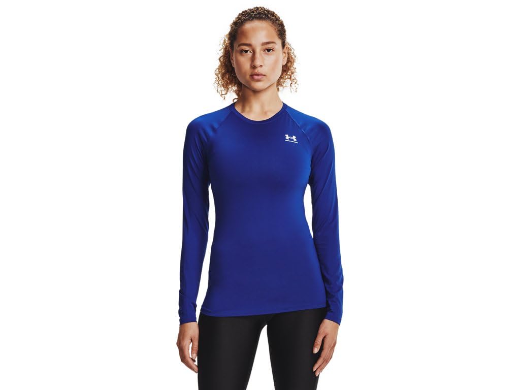 Under Armour Women's HeatGear Compression Long-Sleeve T-Shirt, Royal (400)/White, X-Large Image