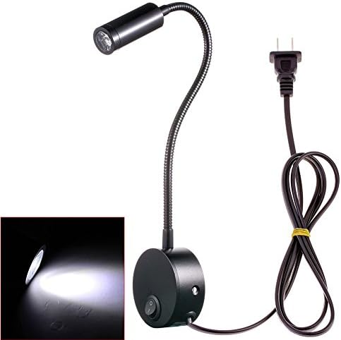 Flexible Gooseneck Wall Mount Reading Lamp Light Led Wall Sconce Lamp Lighting for Headboard Bedroom Bedside Reading 3 Watts