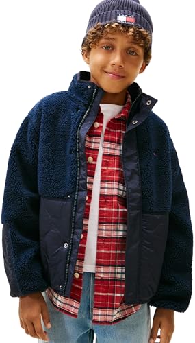 Tommy Hilfiger Teddy Quilted Bomber Kb0kb10081 Blouson aviateur, Blue (Dark Night Navy), 4 Ans Garçon