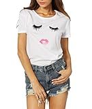 ROMWE Women's Tee Short Sleeve Loose Printing White Funny T Shirts T-Shirt