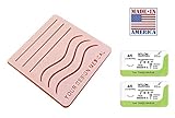 Beginners Medium 1-Layer Suture Pad with Wounds for Suturing Practice & Free Sutures – Made in Brooklyn, USA – Includes Free Educational Material kit