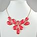 JANE STONE Red Drop Bubble Fashion Chunky Jewelry Statement Bib Necklace(Fn0835-Coral Red)