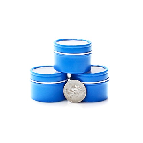 Mimi Pack 1 oz Deep Round Clear Window Tin Slip Top Lid For Salves, Favors, Spices, Balms, Candles, Gifts Limited Run Series 24 Pack (Blue)