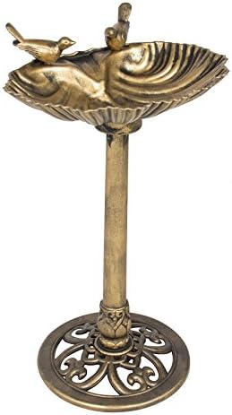 Classy Sitting Pair Of Birdbath Antique Gold Pedestal Outdoor Garden Decor This Birdbath Is A Good Item For Your Garden Or Backyard