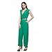 Amoin Women V Neck Sleeveless Design Solid Color Casual Elegant Jumpsuit